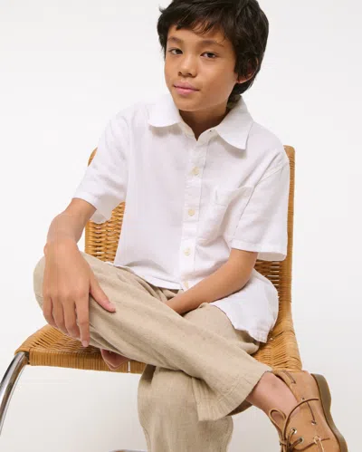 Abercrombie & Fitch Short-sleeve Linen-blend Icon Shirt In White