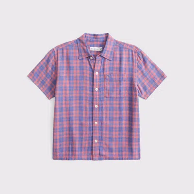 Abercrombie & Fitch Short-sleeve Linen-blend Icon Shirt In Multi