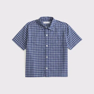 Abercrombie & Fitch Short-sleeve Boxy Workwear Shirt In Blue
