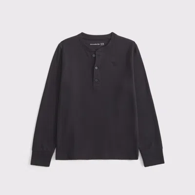 Abercrombie & Fitch Long-sleeve Waffle Icon Henley In Gray