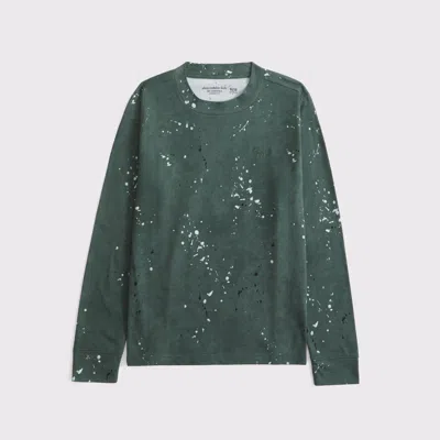 Abercrombie & Fitch Essential Long-sleeve Icon Crew Tee In Green