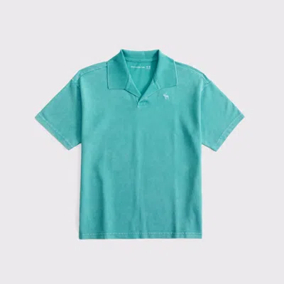Abercrombie & Fitch Washed Johnny Collar Icon Polo In Blue