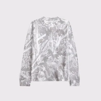 Abercrombie & Fitch Essential Long-sleeve Icon Crew Tee In Gray
