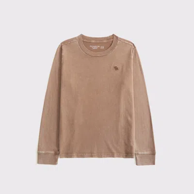 Abercrombie & Fitch Washed Essential Long-sleeve Icon Crew Tee