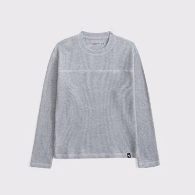 Abercrombie & Fitch Long-sleeve Cozy Waffle Tee In Gray