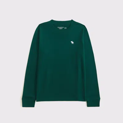 Abercrombie & Fitch Essential Long-sleeve Icon Crew Tee In Green