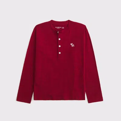 Abercrombie & Fitch Long-sleeve Slub Cotton Icon Henley In Burgundy