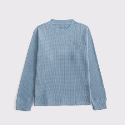 Abercrombie & Fitch Cozy Long-sleeve Waffle Crew In Blue