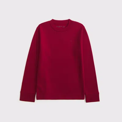 Abercrombie & Fitch Essential Heavyweight Long-sleeve Icon Crew Tee In Burgundy