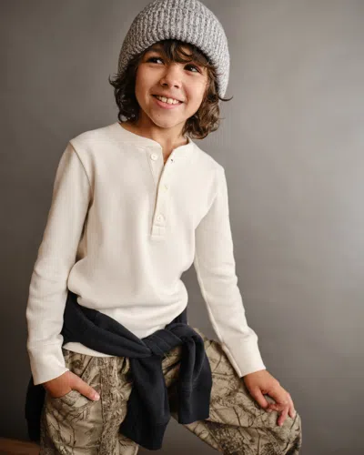 Abercrombie & Fitch Long-sleeve Waffle Icon Henley In White