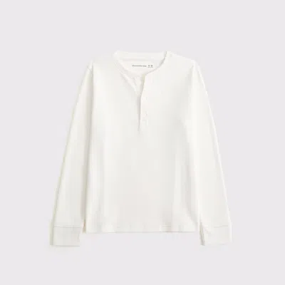 Abercrombie & Fitch Long-sleeve Waffle Icon Henley In White