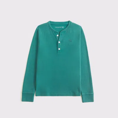 Abercrombie & Fitch Washed Long-sleeve Waffle Icon Henley In Green