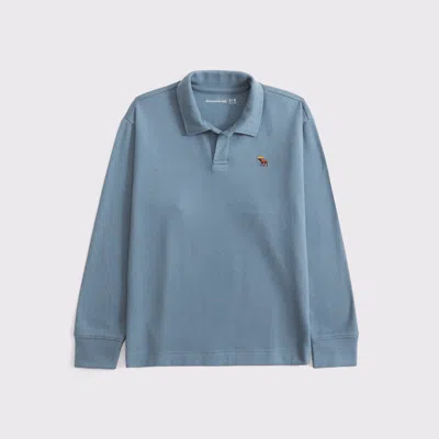 Abercrombie & Fitch Cozy Long-sleeve Signature Icon Johnny Collar Polo In Blue