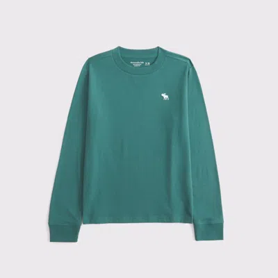 Abercrombie & Fitch Essential Long-sleeve Icon Crew Tee In Green
