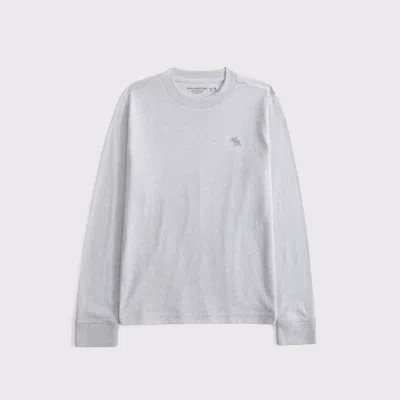 Abercrombie & Fitch Essential Long-sleeve Icon Crew Tee In Gray