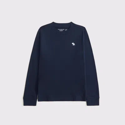 Abercrombie & Fitch Essential Long-sleeve Icon Crew Tee In Blue
