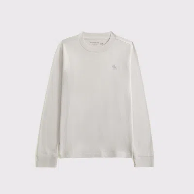 Abercrombie & Fitch Essential Long-sleeve Icon Crew Tee In Gray