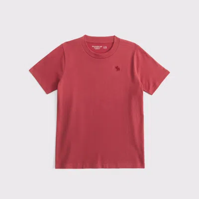 Abercrombie & Fitch Essential Icon Crew Tee In Red