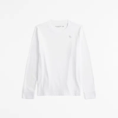 Abercrombie & Fitch Essential Long-sleeve Icon Crew Tee In White