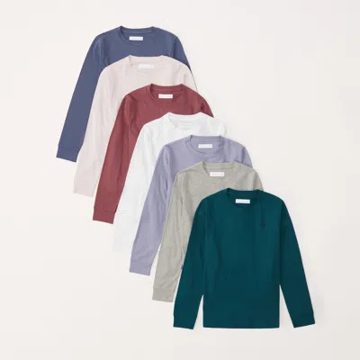 Abercrombie & Fitch 7-pack Long-sleeve Icon Crew Tees In Multi