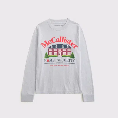 Abercrombie & Fitch Long-sleeve Home Alone Graphic Tee In Gray