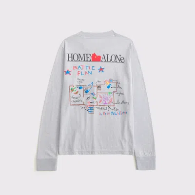 Abercrombie & Fitch Long-sleeve Home Alone Graphic Tee In Gray