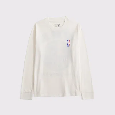Abercrombie & Fitch Long-sleeve Nba Graphic Tee In White