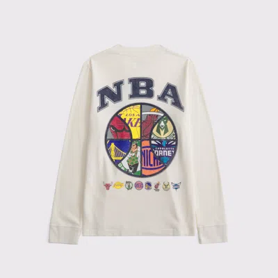 Abercrombie & Fitch Long-sleeve Nba Graphic Tee In White