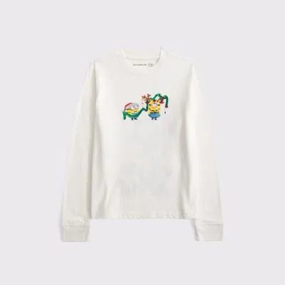 Abercrombie & Fitch Long-sleeve Minions Graphic Tee In White