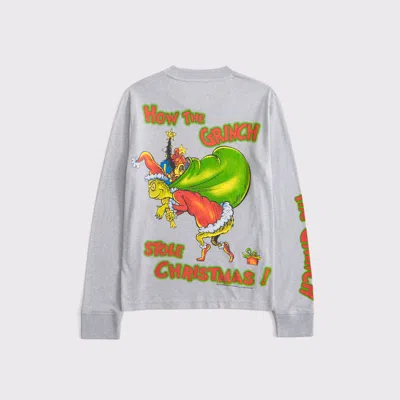 Abercrombie & Fitch Long-sleeve The Grinch Graphic Tee In Gray