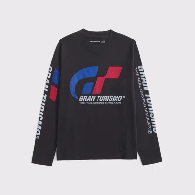 Abercrombie & Fitch Long-sleeve Gran Turismo Graphic Tee In Gray