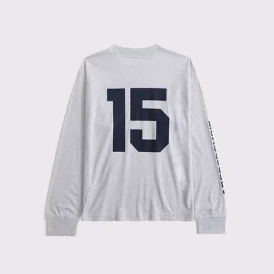 Abercrombie & Fitch Long-sleeve Graphic Logo Tee In Gray