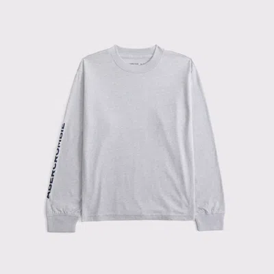 Abercrombie & Fitch Long-sleeve Graphic Logo Tee In Gray