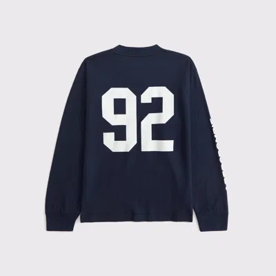 Abercrombie & Fitch Long-sleeve Graphic Logo Tee In Blue