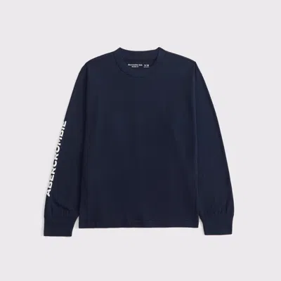 Abercrombie & Fitch Long-sleeve Graphic Logo Tee In Blue