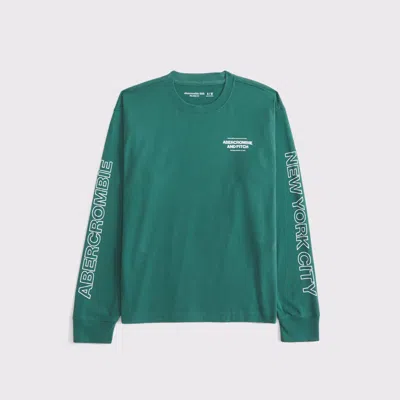 Abercrombie & Fitch Long-sleeve Logo Tee In Green