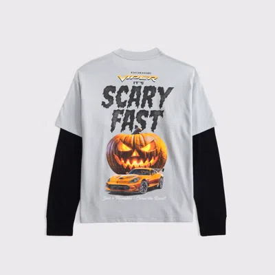 Abercrombie & Fitch Dodge Viper Twofer Graphic Tee In Gray