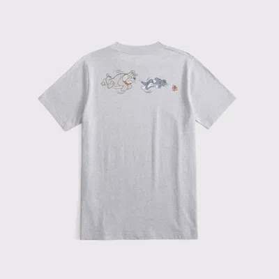Abercrombie & Fitch Tom And Jerry Graphic Tee In Gray