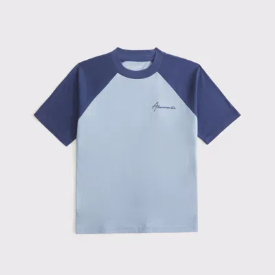 Abercrombie & Fitch Relaxed Logo Colorblock Tee In Blue