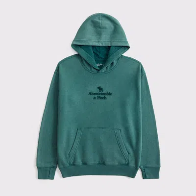 Abercrombie & Fitch Logo Popover Hoodie In Green
