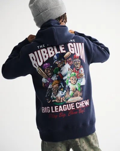 Abercrombie & Fitch Big League Chew Graphic Popover Hoodie In Blue