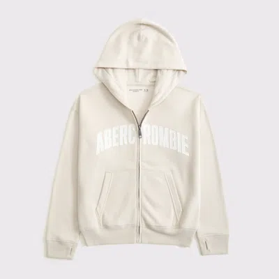 Abercrombie & Fitch Logo Full-zip Hoodie In Neutral
