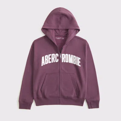 Abercrombie & Fitch Logo Full-zip Hoodie In Purple