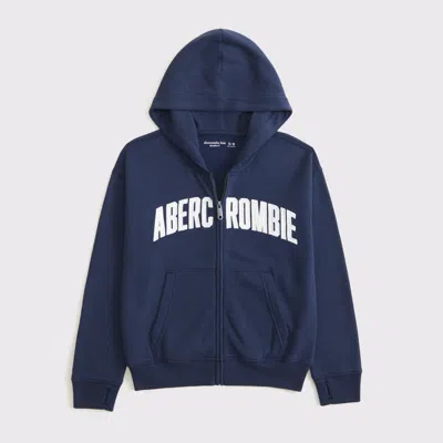 Abercrombie & Fitch Logo Full-zip Hoodie In Blue