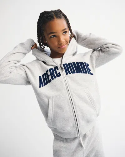 Abercrombie & Fitch Logo Full-zip Hoodie In Gray
