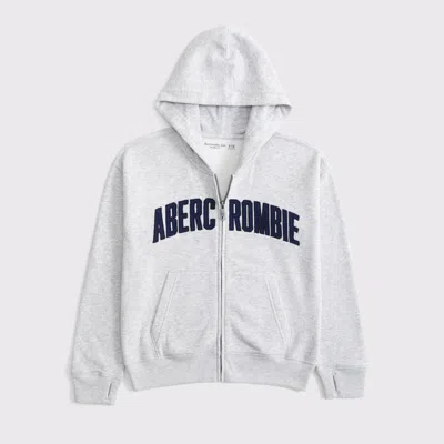 Abercrombie & Fitch Logo Full-zip Hoodie In Gray