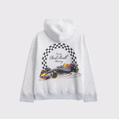 Abercrombie & Fitch Oracle Red Bull Racing Graphic Popover Hoodie In Gray