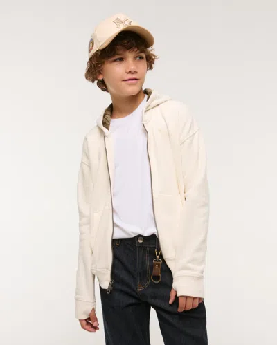 Abercrombie & Fitch Essential Icon Full-zip Hoodie In White