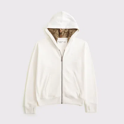 Abercrombie & Fitch Essential Icon Full-zip Hoodie In White