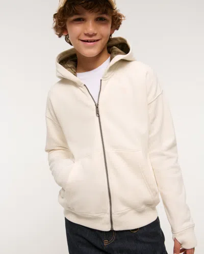 Abercrombie & Fitch Essential Icon Full-zip Hoodie In White